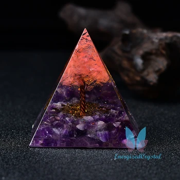60mm Orgone Piramidės Ametistas Gyvybės Medis Rožinis Kvarcas Reiki Meditacijos Kristalų
