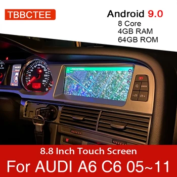 Android 9.0 4+64GB Automobilio Multimedijos Grotuvo Audi A6 C6 4f 2005~2011 MMI 2G 3G Automobilių GPS Navigacija 